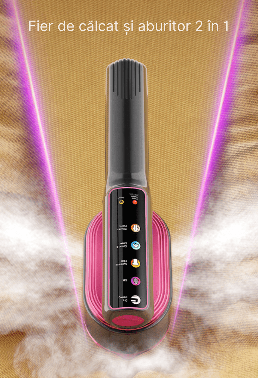 JOLIE | Steamer Portabil Profesional – Aparat de Calcat cu Abur 2 in 1, Afisaj Digital, Putere 1200W - My Jolie