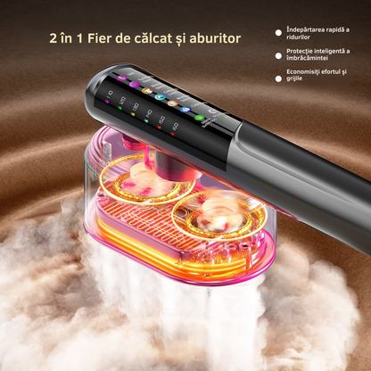 JOLIE | Steamer Portabil Profesional – Aparat de Calcat cu Abur 2 in 1, Afisaj Digital, Putere 1200W - My Jolie