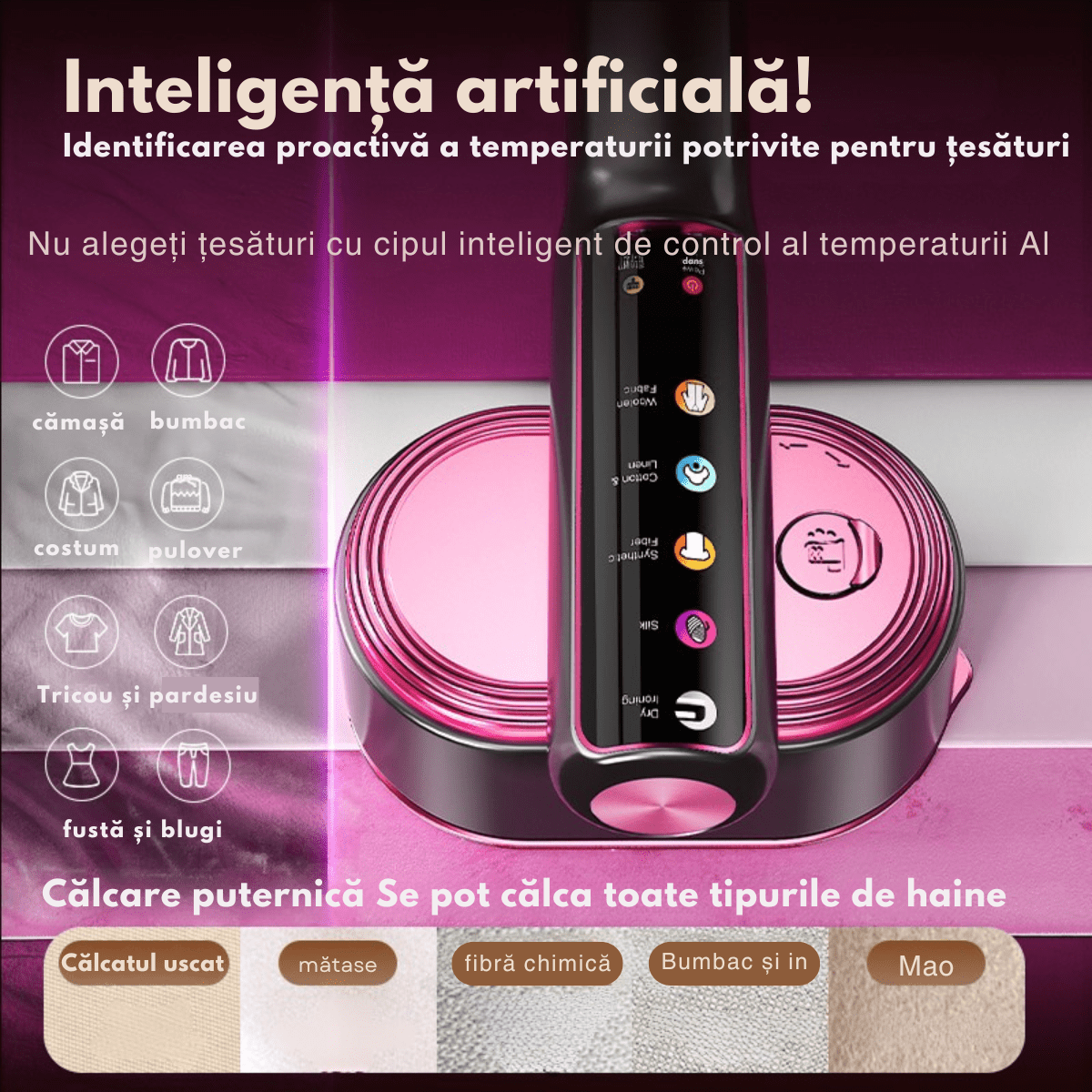 JOLIE | Steamer Portabil Profesional – Aparat de Calcat cu Abur 2 in 1, Afisaj Digital, Putere 1200W - My Jolie